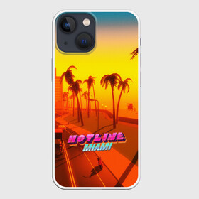 Чехол для iPhone 13 mini с принтом HOTLINE MIAMI в Новосибирске,  |  | abstraction games | dennaton games | devolver digital | game | hotline miami | hotline miami 2: wrong number | retrowave | synthwave | мотель | мотель майами