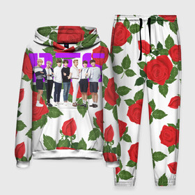 Мужской костюм 3D (с толстовкой) с принтом BTS Roses | White в Новосибирске,  |  | bangtan boys | bt21 | bts | bts army | j hope | jimin | jin | jungkook | k pop | korea | korean | pink bts | rap monster | rapmon | suga | v | бтс | кей | корейские | корея | кэй | музыканты | поп | розовая | стикеры