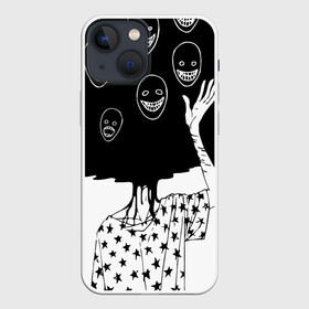 Чехол для iPhone 13 mini с принтом Многоликий | Multi face (Z) в Новосибирске,  |  | head | human | monster | взрыв башки | голова | головы | звезды | кукловод | лицемер | марионетка | маска | маски | многоликий | многоликость | монстр | хоррор | чб | человечек | чудовище