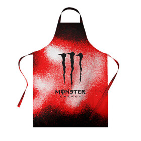 Фартук 3D с принтом MONSTER ENERGY в Новосибирске, 100% полиэстер | общий размер — 65 х 85 см, ширина нагрудника — 26 см, горловина — 53 см, длина завязок — 54 см, общий обхват в поясе — 173 см. Принт на завязках и на горловине наносится с двух сторон, на основной части фартука — только с внешней стороны | energy | monster energy | монстр | монстр энерджи