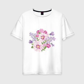 Женская футболка хлопок Oversize с принтом Полевые цветы в Новосибирске, 100% хлопок | свободный крой, круглый ворот, спущенный рукав, длина до линии бедер
 | арт | лето | полевые | цветы