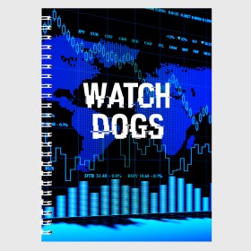 Тетрадь с принтом Watch Dogs в Новосибирске, 100% бумага | 48 листов, плотность листов — 60 г/м2, плотность картонной обложки — 250 г/м2. Листы скреплены сбоку удобной пружинной спиралью. Уголки страниц и обложки скругленные. Цвет линий — светло-серый
 | Тематика изображения на принте: ded sec | game | name | ubisoft | watch dogs | watch dogs 2 | watch dogs legion | город | девушка | дрон | игры | имена | компьютеры | пистолет | телефон | технологии | хакер | юби