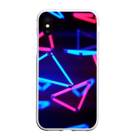 Чехол для iPhone XS Max матовый с принтом ABSTRACTION NEON в Новосибирске, Силикон | Область печати: задняя сторона чехла, без боковых панелей | Тематика изображения на принте: abstraction | geometry | optic | optical | pattern | visual | абстракция | геометрия | линии | оптические | оптический узор | полосы | психоделика | разводы | текстуры | узор | узоры | фрактал