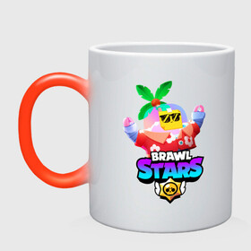 Кружка хамелеон с принтом BRAWL STARS TROPICAL SPROUT. в Новосибирске, керамика | меняет цвет при нагревании, емкость 330 мл | Тематика изображения на принте: brawl stars | crow | gale | leon | leon shark | max | mr.p | sally leon | shark | sprout | tara | tropical sprout | virus 8 bit | werewolf leon | акула | берли | бравл старс | ворон | макс | оборотень