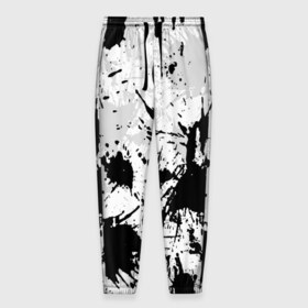 Мужские брюки 3D с принтом БРЫЗГИ КРАСОК в Новосибирске, 100% полиэстер | манжеты по низу, эластичный пояс регулируется шнурком, по бокам два кармана без застежек, внутренняя часть кармана из мелкой сетки | Тематика изображения на принте: abstraction | geometry | hexagon | neon | paints | stripes | texture | triangle | абстракция | брызги | геометрия | краски | неон | неоновый | соты | текстура