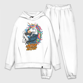 Мужской костюм хлопок OVERSIZE с принтом Unicorn Rocker в Новосибирске,  |  | art | rock | rocker | unicorn | арт | единорог | животные | картинка | рисунок | рок | рокер