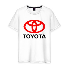 Мужская футболка хлопок с принтом TOYOTA в Новосибирске, 100% хлопок | прямой крой, круглый вырез горловины, длина до линии бедер, слегка спущенное плечо. | auto | sport | toyota | авто | автомобиль | автомобильные | бренд | марка | машины | спорт | тойота