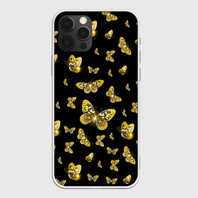 Чехол для iPhone 12 Pro Max с принтом Golden Butterfly pattern в Новосибирске, Силикон |  | black | pattern | summer | wings | ангел | бабочка | бабочки | блестки | блестящий | девушке | желтые | животные | звери | золото | золотые | крылья | летать | летний | лето | мотылек | насекомое | ночные | паттерн