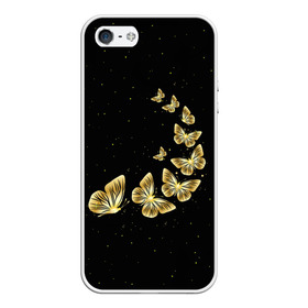 Чехол для iPhone 5/5S матовый с принтом Golden Butterfly in Space в Новосибирске, Силикон | Область печати: задняя сторона чехла, без боковых панелей | black | summer | wings | ангел | бабочка | бабочки | блестки | блестящий | девушке | желтые | животные | звезды | звери | золото | золотые | космос | крылья | летать | летний | лето | мотылек | насекомое | ночные