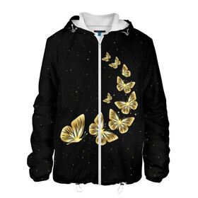 Мужская куртка 3D с принтом Golden Butterfly in Space в Новосибирске, ткань верха — 100% полиэстер, подклад — флис | прямой крой, подол и капюшон оформлены резинкой с фиксаторами, два кармана без застежек по бокам, один большой потайной карман на груди. Карман на груди застегивается на липучку | Тематика изображения на принте: black | summer | wings | ангел | бабочка | бабочки | блестки | блестящий | девушке | желтые | животные | звезды | звери | золото | золотые | космос | крылья | летать | летний | лето | мотылек | насекомое | ночные