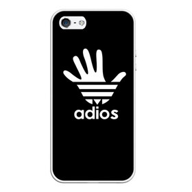 Чехол для iPhone 5/5S матовый с принтом Adios в Новосибирске, Силикон | Область печати: задняя сторона чехла, без боковых панелей | Тематика изображения на принте: adidas | adios | адидас | адьос | бренд | ладонь | мем | отпечаток | рука