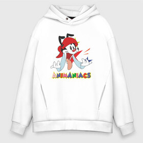 Мужское худи Oversize хлопок с принтом Animaniacs в Новосибирске, френч-терри — 70% хлопок, 30% полиэстер. Мягкий теплый начес внутри —100% хлопок | боковые карманы, эластичные манжеты и нижняя кромка, капюшон на магнитной кнопке | Тематика изображения на принте: animaniacs | vdpartat | wakko warner | вакко уорнер | озорные анимашки