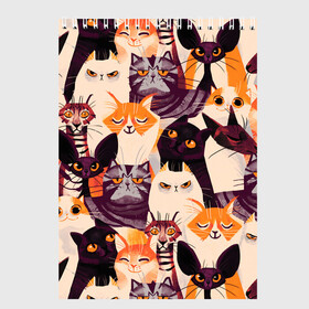 Скетчбук с принтом КОТИКИ в Новосибирске, 100% бумага
 | 48 листов, плотность листов — 100 г/м2, плотность картонной обложки — 250 г/м2. Листы скреплены сверху удобной пружинной спиралью | Тематика изображения на принте: cat | взгляд | кот | кот хипстер | котёнок | котятки | котятушки | кошечки | кошка | мордочка