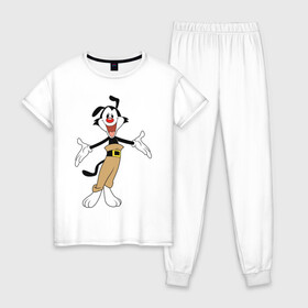 Женская пижама хлопок с принтом Якко Уорнер Animaniacs в Новосибирске, 100% хлопок | брюки и футболка прямого кроя, без карманов, на брюках мягкая резинка на поясе и по низу штанин | animaniacs | vdpartat | yakko warner | озорные анимашки | якко уорнер