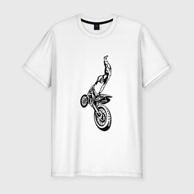 Мужская футболка хлопок Slim с принтом Мотоспорт (Z) в Новосибирске, 92% хлопок, 8% лайкра | приталенный силуэт, круглый вырез ворота, длина до линии бедра, короткий рукав | enduro | ktm | moto | motocycle | sportmotorcycle | ктм | мото | мотокросс | мотоспорт