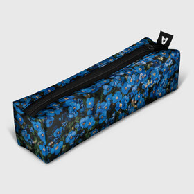 Пенал 3D с принтом Поле синих цветов фиалки лето в Новосибирске, 100% полиэстер | плотная ткань, застежка на молнии | голубые цветочки | лето | луг | незабудки | поле | поляна | синие цветы | узор из цветов | фиалки | фото реализм | цветы