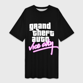 Платье-футболка 3D с принтом GTA VICE CITY | ГТА ВАЙ СИТИ в Новосибирске,  |  | grand theft auto | grove street | grove street 4 life | gta | gta 4 | gta 5 | gta sa | gta v | samp | san andreas | грув стрит | игры | самп | сан андреас