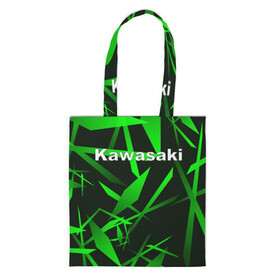 Шоппер 3D с принтом Kawasaki в Новосибирске, 100% полиэстер | Плотность: 200 г/м2; Размер: 34×35 см; Высота лямок: 30 см | kawasaki | moto | дорога | кавасаки | машина | мотокросс | мотоцикл | мотоциклы