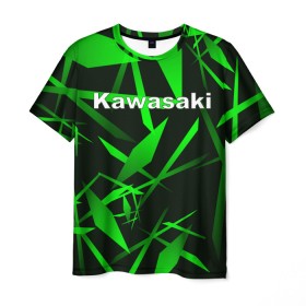 Мужская футболка 3D с принтом Kawasaki в Новосибирске, 100% полиэфир | прямой крой, круглый вырез горловины, длина до линии бедер | kawasaki | moto | дорога | кавасаки | машина | мотокросс | мотоцикл | мотоциклы