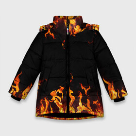 Зимняя куртка для девочек 3D с принтом FIRE ОГОНЬ в Новосибирске, ткань верха — 100% полиэстер; подклад — 100% полиэстер, утеплитель — 100% полиэстер. | длина ниже бедра, удлиненная спинка, воротник стойка и отстегивающийся капюшон. Есть боковые карманы с листочкой на кнопках, утяжки по низу изделия и внутренний карман на молнии. 

Предусмотрены светоотражающий принт на спинке, радужный светоотражающий элемент на пуллере молнии и на резинке для утяжки. | abstraction | bright | fire | geometry | hexagon | light | neon | paints | stripes | texture | triangle | абстракция | брызги | геометрия | искры | краски | неон | неоновый | огонь | соты | текстура