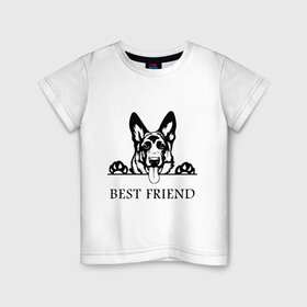 Детская футболка хлопок с принтом ОВЧАРКА BEST FRIEND (Z) в Новосибирске, 100% хлопок | круглый вырез горловины, полуприлегающий силуэт, длина до линии бедер | Тематика изображения на принте: best friend | dog | doggie | doggy | авчарка | друг человека | другу | кинолог | лабрадор | мохнатый | овчарка | пес | пёсель | пёсик | подарок | подруге | собака | собакен | собаки | собачка | собачнику