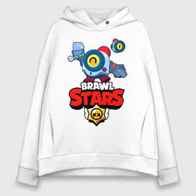 Женское худи Oversize хлопок с принтом Nani - Brawl Stars в Новосибирске, френч-терри — 70% хлопок, 30% полиэстер. Мягкий теплый начес внутри —100% хлопок | боковые карманы, эластичные манжеты и нижняя кромка, капюшон на магнитной кнопке | бравл | бравлер | бравлпасс | бравлстарс | бравлстарсигра | бравлстарсновыйперс | бравлы | нани | робот