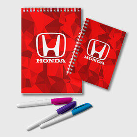 Блокнот с принтом HONDA в Новосибирске, 100% бумага | 48 листов, плотность листов — 60 г/м2, плотность картонной обложки — 250 г/м2. Листы скреплены удобной пружинной спиралью. Цвет линий — светло-серый
 | Тематика изображения на принте: 