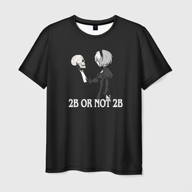 Мужская футболка 3D с принтом 2B в Новосибирске, 100% полиэфир | прямой крой, круглый вырез горловины, длина до линии бедер | 2b | 2b nier automata | a2 | nier | nier automata | nier: automata | ниер | ниер автомата | ниир автомата | ньер автомата