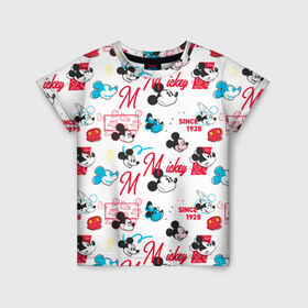 Детская футболка 3D с принтом Mickey Mouse, в Новосибирске, 100% гипоаллергенный полиэфир | прямой крой, круглый вырез горловины, длина до линии бедер, чуть спущенное плечо, ткань немного тянется | disney | mickey mouse | vdpartat | дисней | маус | мики | микки | микки маус | мышонок микки | паттерн | текстура