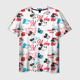 Мужская футболка 3D с принтом Mickey Mouse, в Новосибирске, 100% полиэфир | прямой крой, круглый вырез горловины, длина до линии бедер | disney | mickey mouse | vdpartat | дисней | маус | мики | микки | микки маус | мышонок микки | паттерн | текстура