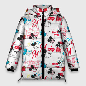 Женская зимняя куртка 3D с принтом Mickey Mouse в Новосибирске, верх — 100% полиэстер; подкладка — 100% полиэстер; утеплитель — 100% полиэстер | длина ниже бедра, силуэт Оверсайз. Есть воротник-стойка, отстегивающийся капюшон и ветрозащитная планка. 

Боковые карманы с листочкой на кнопках и внутренний карман на молнии | Тематика изображения на принте: disney | mickey mouse | vdpartat | дисней | маус | мики | микки | микки маус | мышонок микки | паттерн | текстура