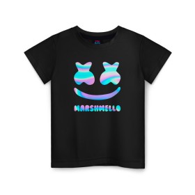 Детская футболка хлопок с принтом Marshmello в Новосибирске, 100% хлопок | круглый вырез горловины, полуприлегающий силуэт, длина до линии бедер | fortnite | marshmello | диджей | маршмелло | маршмеллоу | маршмелоу | музыка | фортнайт