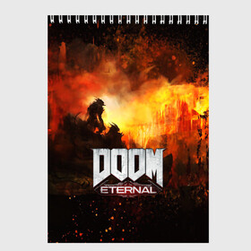 Скетчбук с принтом DOOM ETERNAL в Новосибирске, 100% бумага
 | 48 листов, плотность листов — 100 г/м2, плотность картонной обложки — 250 г/м2. Листы скреплены сверху удобной пружинной спиралью | bethesda softworks | doom eternal | doomguy | id software | демоны | дум этернал | марс | палач рока | этернал