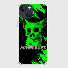 Чехол для iPhone 13 mini с принтом MINECRAFT CREEPER CAT в Новосибирске,  |  | Тематика изображения на принте: creeper | game | minecraft | блоки | игра | квадраты | компьютерная | кот | котенок | кошка | крипер | майнкрафт | огонь