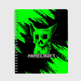 Тетрадь с принтом MINECRAFT CREEPER CAT в Новосибирске, 100% бумага | 48 листов, плотность листов — 60 г/м2, плотность картонной обложки — 250 г/м2. Листы скреплены сбоку удобной пружинной спиралью. Уголки страниц и обложки скругленные. Цвет линий — светло-серый
 | creeper | game | minecraft | блоки | игра | квадраты | компьютерная | кот | котенок | кошка | крипер | майнкрафт | огонь