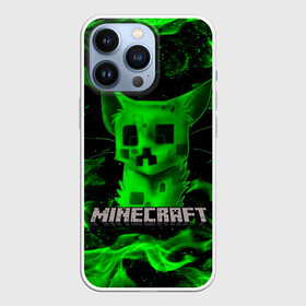 Чехол для iPhone 13 Pro с принтом MINECRAFT CREEPER CAT в Новосибирске,  |  | Тематика изображения на принте: creeper | game | minecraft | блоки | игра | квадраты | компьютерная | кот | котенок | кошка | крипер | майнкрафт | огонь