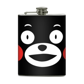 Фляга с принтом Kumamon в Новосибирске, металлический корпус | емкость 0,22 л, размер 125 х 94 мм. Виниловая наклейка запечатывается полностью | Тематика изображения на принте: fire | for | glory | hell | japan | kumamon | of course | ofc | satan | the | иероглифы | кумамон | медведь | огонь | пожар | сатана | япония