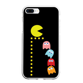 Чехол для iPhone 7Plus/8 Plus матовый с принтом Pac-man в Новосибирске, Силикон | Область печати: задняя сторона чехла, без боковых панелей | old school | retro game | video game | видео игры | ретро игры