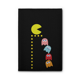 Обложка для автодокументов с принтом Pac-man в Новосибирске, натуральная кожа |  размер 19,9*13 см; внутри 4 больших “конверта” для документов и один маленький отдел — туда идеально встанут права | old school | retro game | video game | видео игры | ретро игры