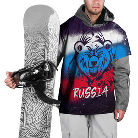 Накидка на куртку 3D с принтом Russia Bear в Новосибирске, 100% полиэстер |  | 12 июня | bear | marble | russia | грозный медведь | день россии | медведь | мишка | мрамор | мраморная | праздник | россия | страна | триколор | флаг
