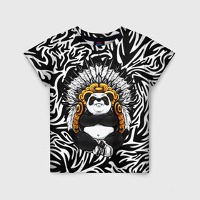 Детская футболка 3D с принтом Мудрая Панда в Новосибирске, 100% гипоаллергенный полиэфир | прямой крой, круглый вырез горловины, длина до линии бедер, чуть спущенное плечо, ткань немного тянется | brand | kung fu | moda | panda | style | texture | бренд | кунг фу | кунгфу | мода | панденыш | панды | прикольные картинки | смайлы | стикербук | стиль | текстура | фон | эмодзи