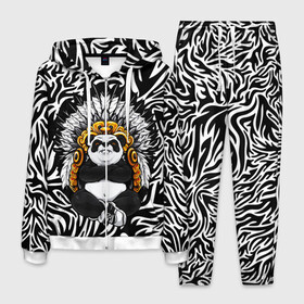 Мужской костюм 3D с принтом Мудрая Панда в Новосибирске, 100% полиэстер | Манжеты и пояс оформлены тканевой резинкой, двухслойный капюшон со шнурком для регулировки, карманы спереди | brand | kung fu | moda | panda | style | texture | бренд | кунг фу | кунгфу | мода | панденыш | панды | прикольные картинки | смайлы | стикербук | стиль | текстура | фон | эмодзи