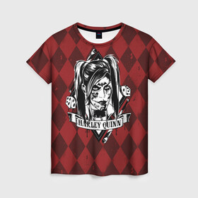Женская футболка 3D с принтом Harley Quinn в Новосибирске, 100% полиэфир ( синтетическое хлопкоподобное полотно) | прямой крой, круглый вырез горловины, длина до линии бедер | batman | batman arkham knight | harley quinn | vdzabma | бэтмен | бэтмен рыцарь аркхема | харли куинн