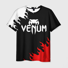 Мужская футболка 3D с принтом VENUM SPORT в Новосибирске, 100% полиэфир | прямой крой, круглый вырез горловины, длина до линии бедер | mma | snake | sports | ufc | venum | venum mma | бокс | борьба | бренд | венум | единоборства | змея | мма | спорт | юфс