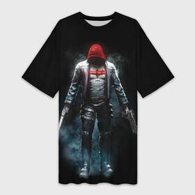 Платье-футболка 3D с принтом Red Hood в Новосибирске,  |  | batman | batman arkham knight | red hood | vdzabma | бэтмен | бэтмен рыцарь аркхема | красный колпак