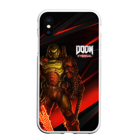 Чехол для iPhone XS Max матовый с принтом DOOM ETERNAL в Новосибирске, Силикон | Область печати: задняя сторона чехла, без боковых панелей | Тематика изображения на принте: demons | devil | doom | doom eternal | doom guy | doom slayer | hell | iddqd | slayer | ад | демоны | дум | палач рока