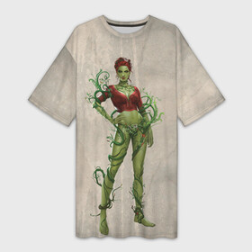 Платье-футболка 3D с принтом Poison Ivy в Новосибирске,  |  | Тематика изображения на принте: batman | batman arkham knight | poison ivy | vdzabma | бэтмен | бэтмен рыцарь аркхема | ядовитый плющ