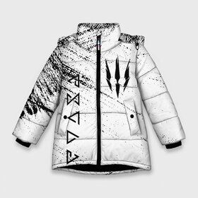 Зимняя куртка для девочек 3D с принтом THE WITCHER в Новосибирске, ткань верха — 100% полиэстер; подклад — 100% полиэстер, утеплитель — 100% полиэстер. | длина ниже бедра, удлиненная спинка, воротник стойка и отстегивающийся капюшон. Есть боковые карманы с листочкой на кнопках, утяжки по низу изделия и внутренний карман на молнии. 

Предусмотрены светоотражающий принт на спинке, радужный светоотражающий элемент на пуллере молнии и на резинке для утяжки. | geralt | the witcher | the witcher wild hunt | witcher | ведьмак | ведьмак 3 | геральт | сериал