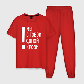 Мужская пижама хлопок с принтом Мы с тобой одной крови в Новосибирске, 100% хлопок | брюки и футболка прямого кроя, без карманов, на брюках мягкая резинка на поясе и по низу штанин
 | волонтёр | врач | год донора | день донора | донор крови | донор россии | красный крест | надпись | плашка | плюс | помощь | почетный донор | сдача крови | спасатель