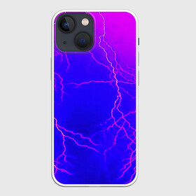 Чехол для iPhone 13 mini с принтом НЕОНОВАЯ МОЛНИЯ в Новосибирске,  |  | color | colour | electricity | glim | glow | light | lights | neon | power | shine | молния | напряжение | неоновый | разряд | стихия | ток | удар | электричество